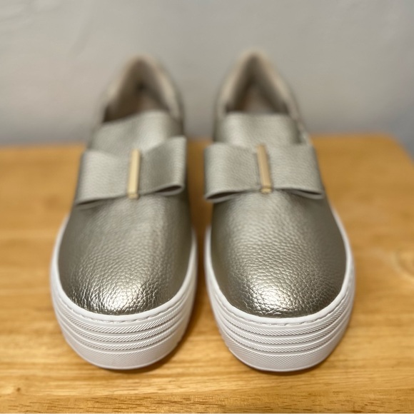 Joy Mangano Silver Slip-On Sneakers with Bow Detail - Picture 1 of 6